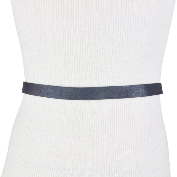 Manoukian Navy Blue Faux Leather Belt - Picture 2 of 2